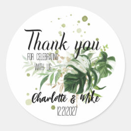 Custom Greenery Gastgeschenke Hochzeiten Tropical  Runder Aufkleber