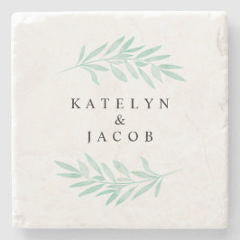 Custom Greenery Mint Watercolor Steinuntersetzer