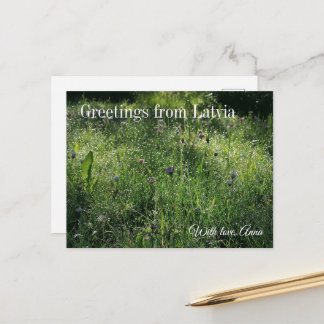 Custom Greetings from Latvia Wildflower Photograph Postkarte