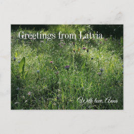 Custom Greetings from Latvia Wildflower Photograph Postkarte