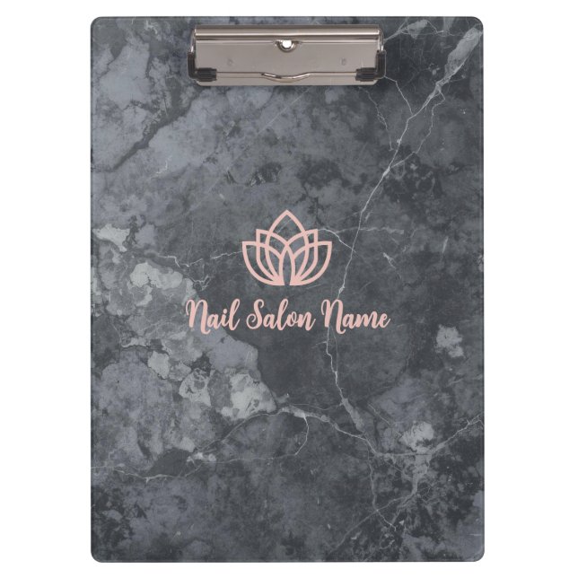 Custom Grey Marbel Nail Salon Clipboard with Logo  Klemmbrett (Vorderseite)