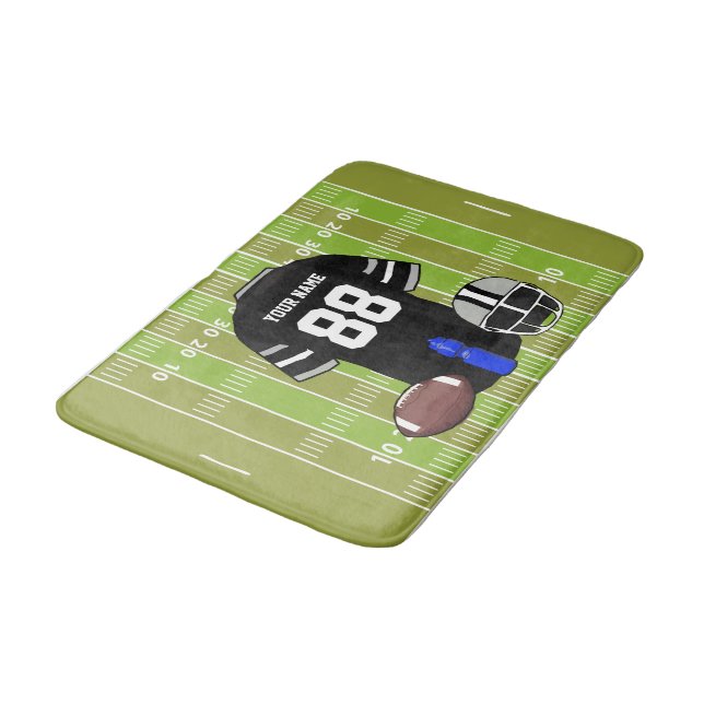 Custom Grill Eisen Football Jersey auf dem Feld Badematte (Schrägansicht)