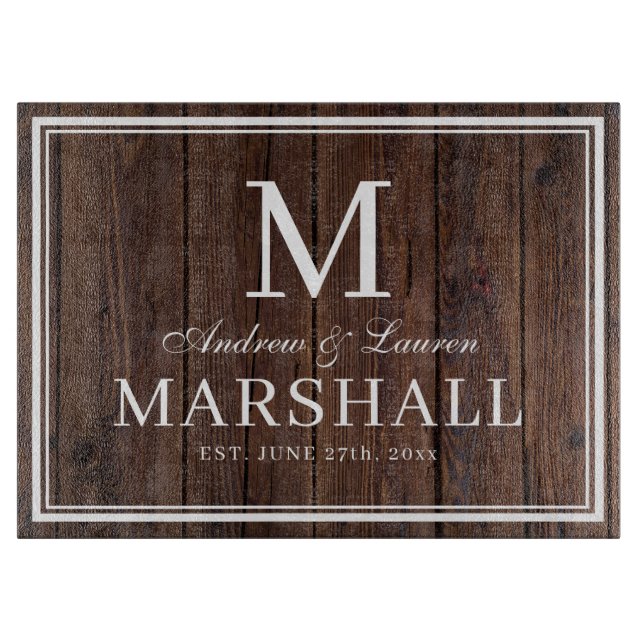 Custom GRILLEN Couples Names Farmhouse Wedding Schneidebrett (Vorderseite)