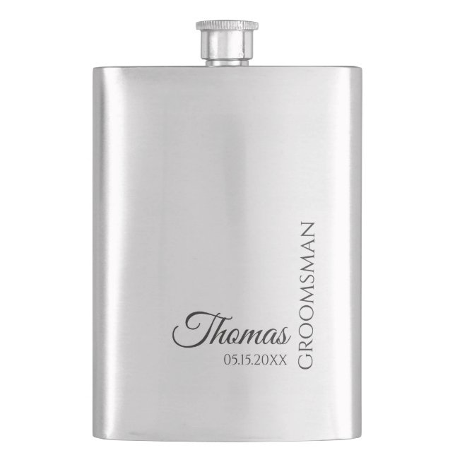 Custom Groomsman Best Man Wedding Monogram Flachmann (Vorderseite)