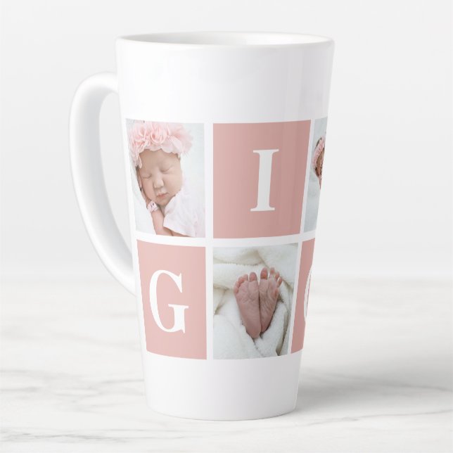 Custom Großmutter Gigi 4 Foto Collage Milchtasse (Linke Ecke)