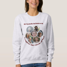 Custom Großmutter/Kinder 7 Circle Foto Collage Sweatshirt