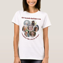 Custom Großmutter/Kinder 7 Circle Foto Collage T-Shirt