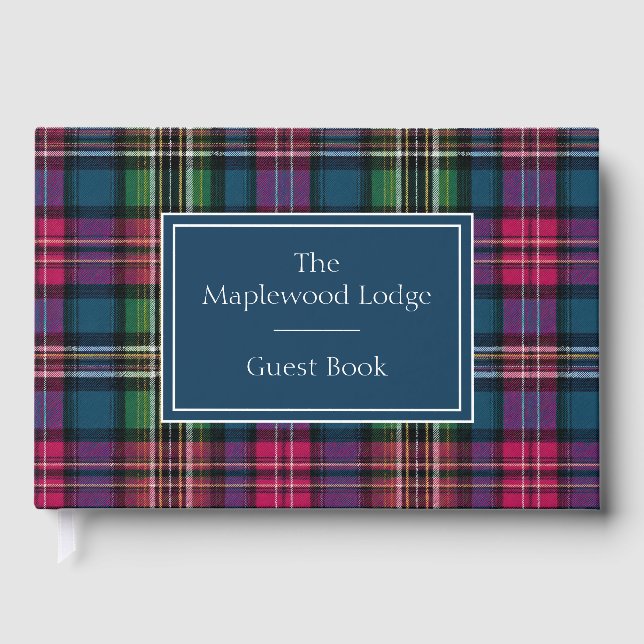 Custom Guest Book Gingham Style Vacation Rentals Gästebuch (Vorderseite)