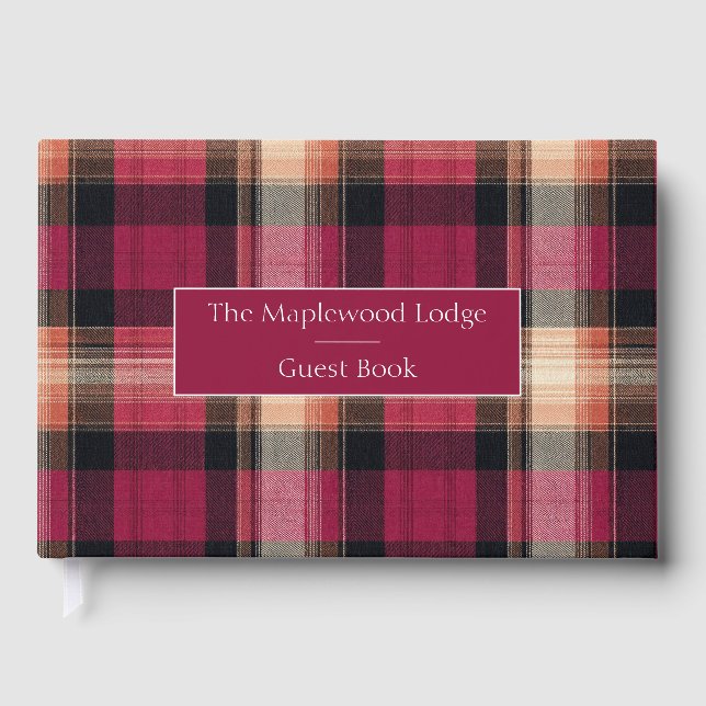 Custom Guest Book Gingham Style Vacation Rentals Gästebuch (Vorderseite)