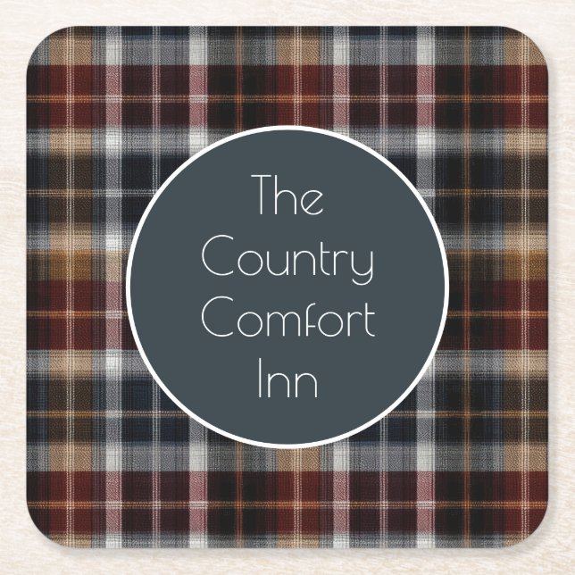 Custom Guest Coaster Gingham Vacation Rentals Rechteckiger Pappuntersetzer (Vorderseite)