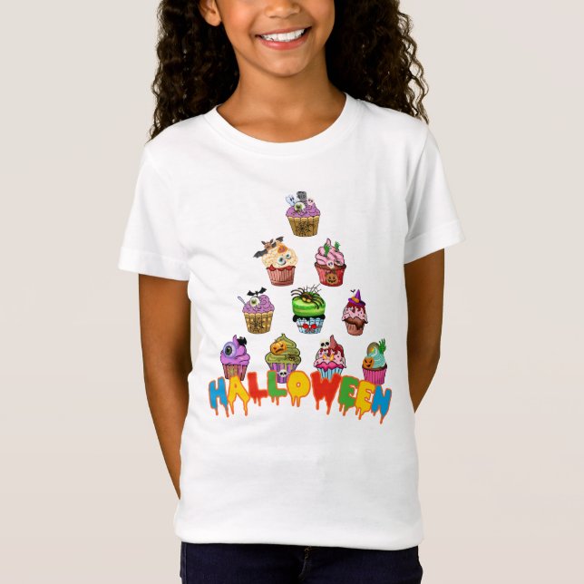 Custom Halloween Cupcake T-Shirt, Trick oder Treat T-Shirt (Vorderseite)