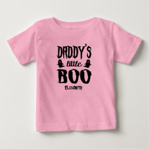 Custom Halloween Daddy's Little Boo Black Pink  Baby T-shirt