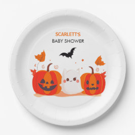 Custom Halloween Ghost & Pumpkins Baby Dusche Pappteller