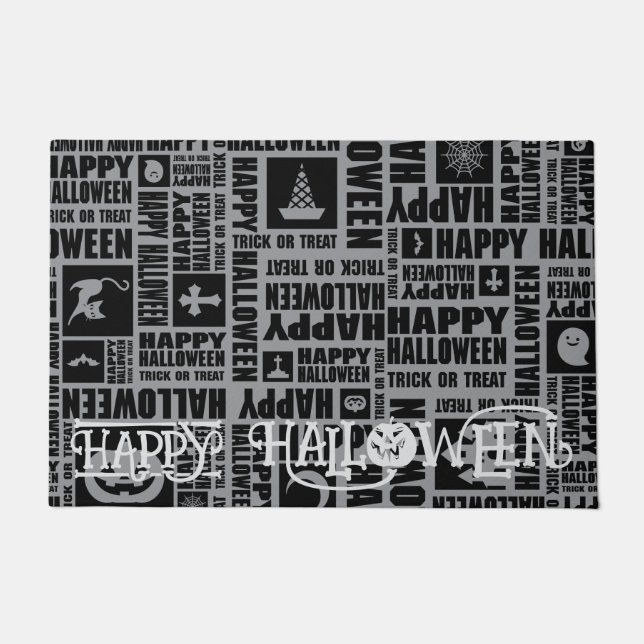 Custom Halloween Niedlich Spooky Whimsical Black Fußmatte (Vorderseite)