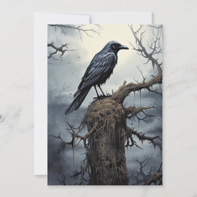Custom Halloween-Party Creepy Raven Graveyard Einladung (Vorderseite)
