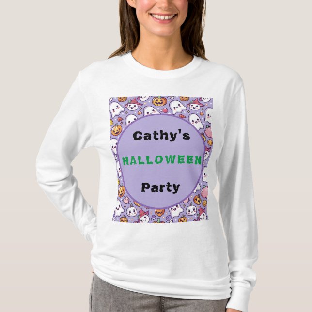 Custom Halloween-Party Ghosts and Pumpkins Shirt (Vorderseite)