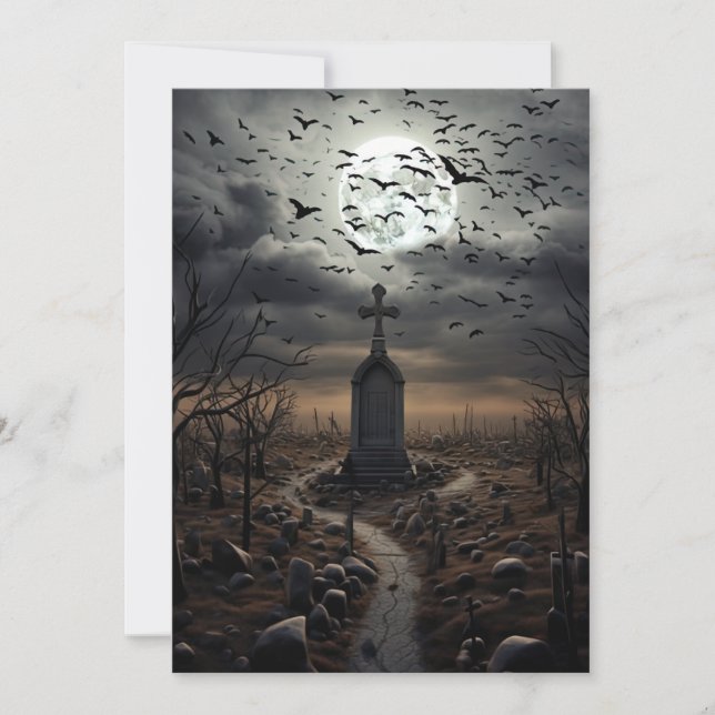Custom Halloween-Party Gothic Friedhof Friedhof Einladung (Vorderseite)