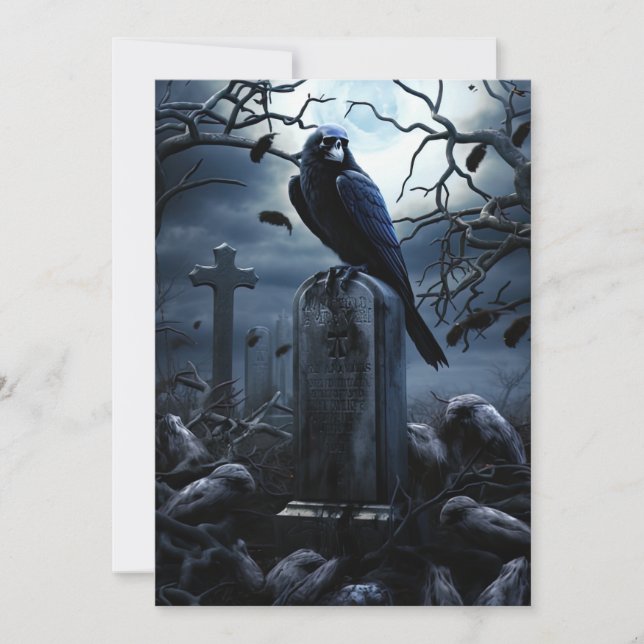 Custom Halloween-Party Gothic Raven Graveyard Einladung (Vorderseite)