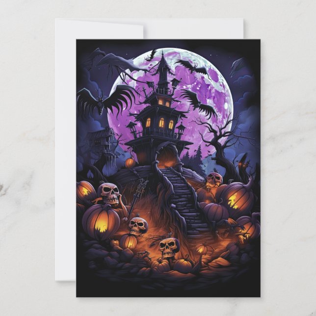 Custom Halloween-Party Skeletton Spuk House Einladung (Vorderseite)