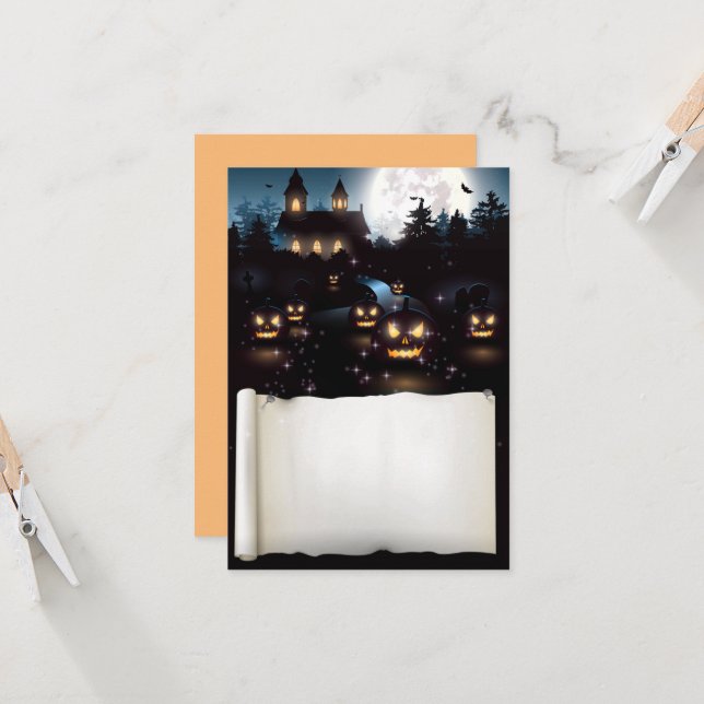 Custom Halloween Spooky Night Karte (Vorderseite/Rückseite Beispiel)