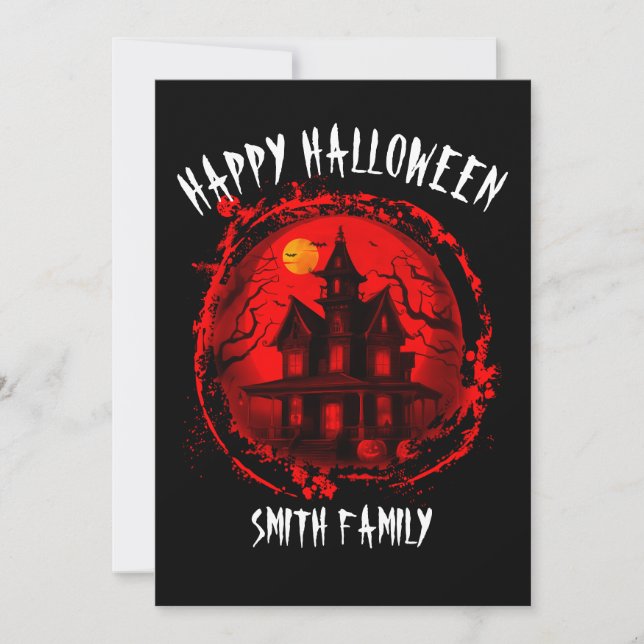 CUSTOM HALLOWEEN SPUK HAUS FAMILIE PARTY EINLADUNG (Vorderseite)
