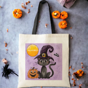 Custom Halloween Trick oder Treat Black Cat Pumpki Tragetasche