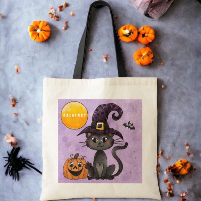 Custom Halloween Trick oder Treat Black Cat Pumpki Tragetasche (Von Creator hochgeladen)