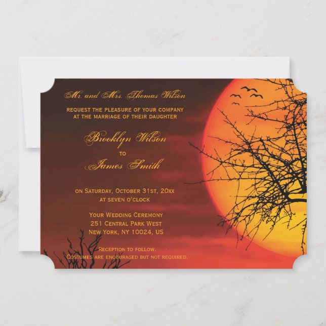 Custom Halloween Wedites Einladungen Night Ticket (Vorderseite)
