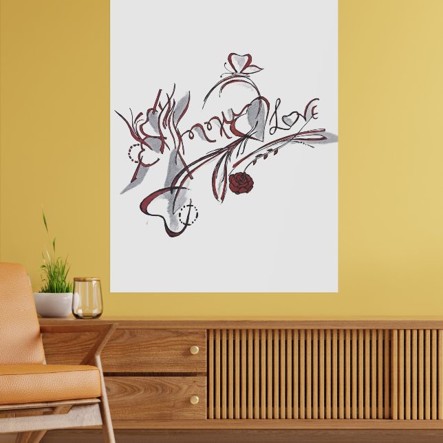  custom hand-drawn calligraphy art poster (Wohnzimmer 2)