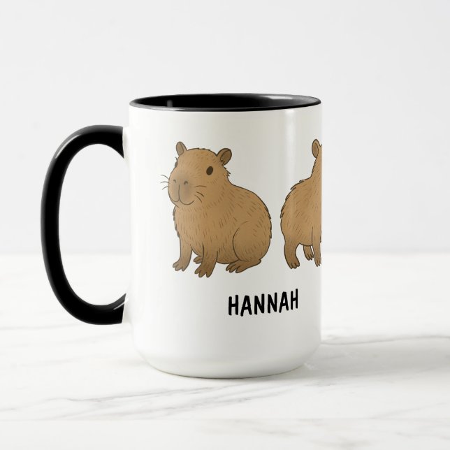 Custom Hand Drawn Cute Capybara Coffee Tasse (Links)