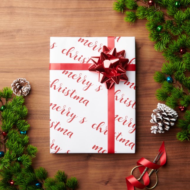 Custom Handwritten Text Merry Christmas Party Gift Geschenkpapier (Feiertagsgeschenk)