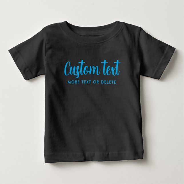 Custom Handwritten Text Pic Template Black & Blue Baby T-shirt (Vorderseite)