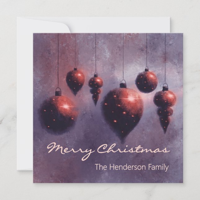 Custom Hanging Christmas Baubles Red on Violet - (Vorderseite)