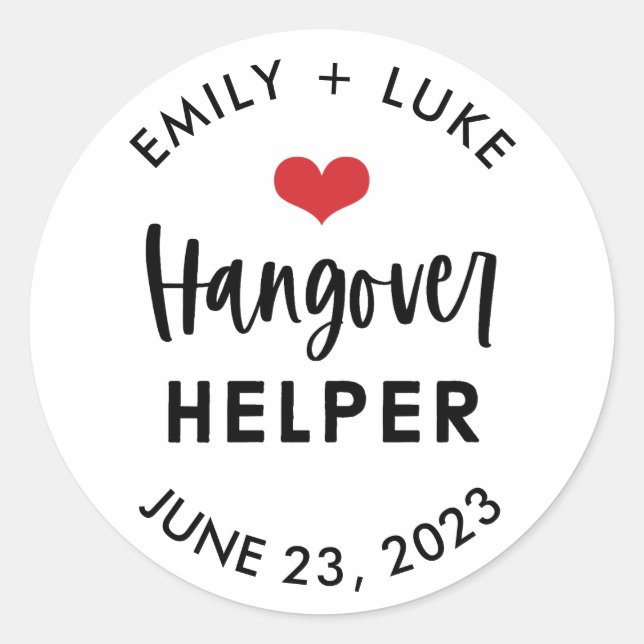 Custom Hangover Helper Wedding Erholung Kit Runder Aufkleber (Vorderseite)