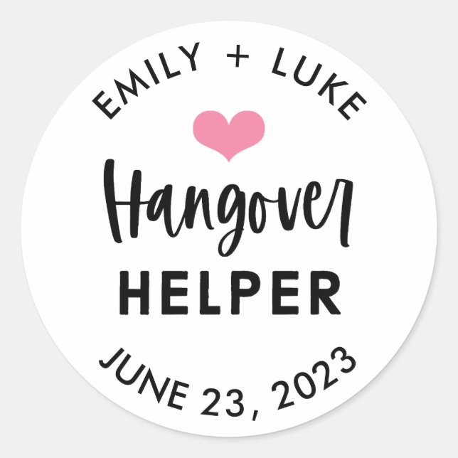 Custom Hangover Helper Wedding Erholung Kit Runder Aufkleber (Vorderseite)