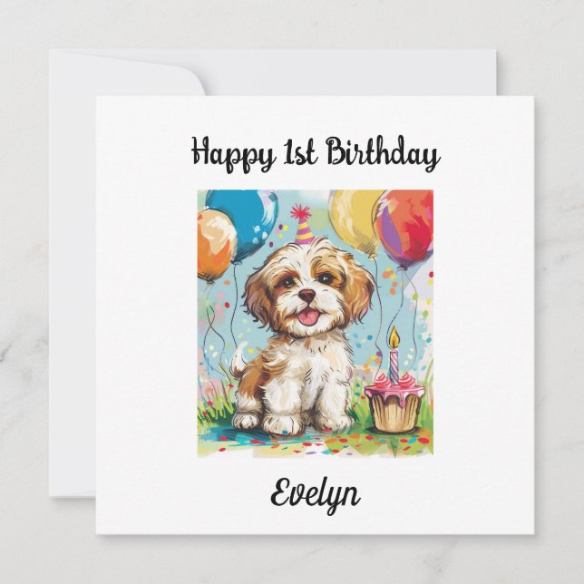 Custom Happy 1. Geburtstag Herzlichen Glückwunsch, Karte (Vorderseite)