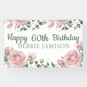Custom Happy 60. Geburtstag Rose Floral Banner