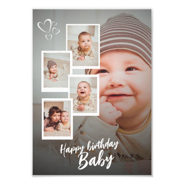 Custom Happy Birthday Baby Photo Collage Plaque Fotodruck (Vorne)