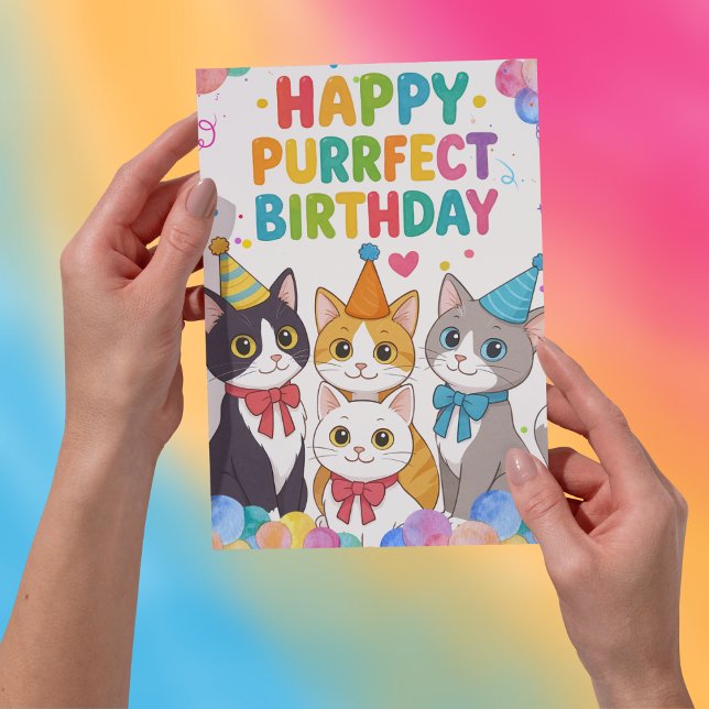 Custom Happy Birthday Card mit Niedlichen Katzen Einladung (Von Creator hochgeladen)
