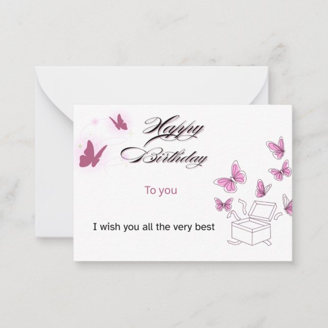 Custom Happy Birthday Card | Personalized Name & M Mitteilungskarte (Vorderseite)