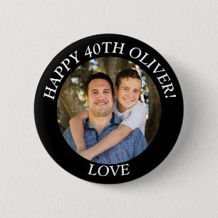 Custom Happy Birthday Foto und Age Name Button