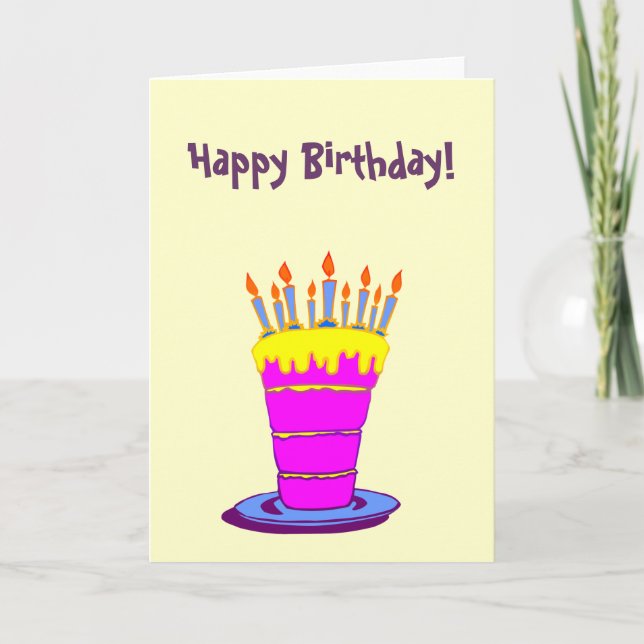 Custom Happy Birthday Gigant Pink Cake Karte (Vorderseite)