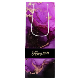 Custom Happy Birthday Lila Black Gift Bag Geschenktüte Für Weinflaschen