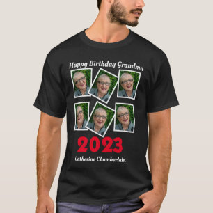 Custom Happy Birthday Oma 2023 6 Foto T-Shirt