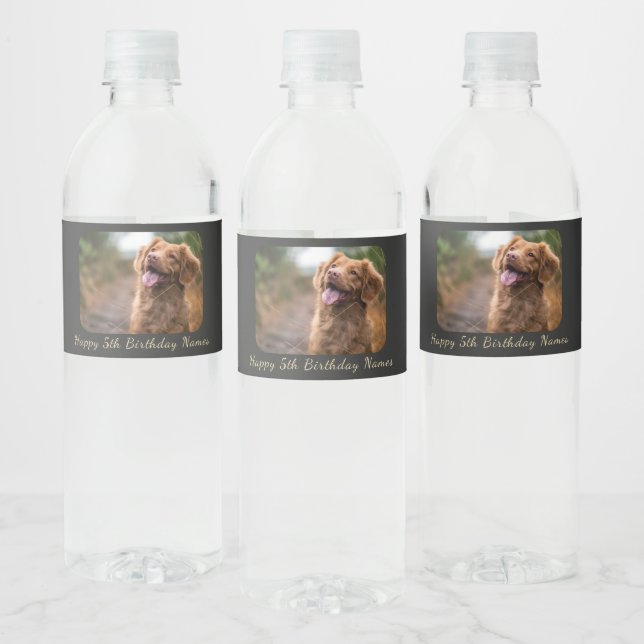 Custom Happy Birthday Pet Dog Photo Picture Name (Flaschen)