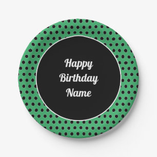 Custom Happy Birthday Polka Dot Paper Plate Pappteller