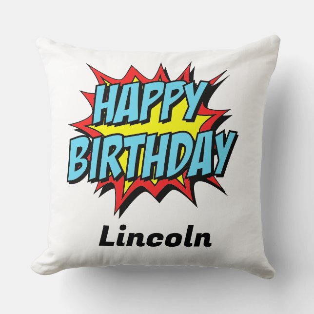 Custom Happy Birthday Throw Kissen (Vorderseite)