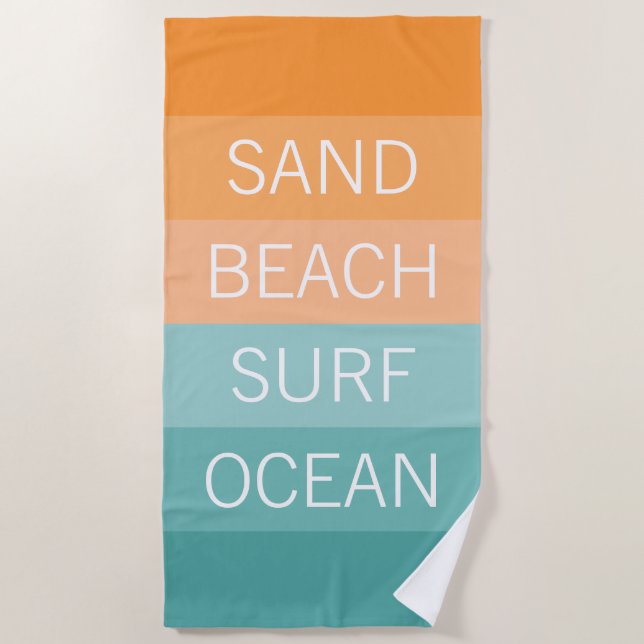 Custom Happy Bright Sunny Summer Stripes Muster Strandtuch (Vorderseite)