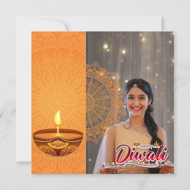 Custom Happy Diwali Festival de Carte photo léger (Devant)