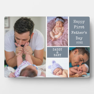 Custom Happy Erste Vatertag 4 Foto Grau Fotoplatte